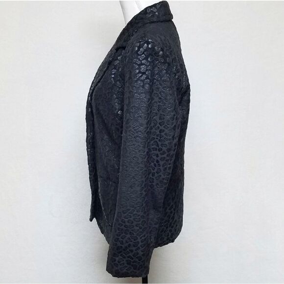 VINTAGE 90s Erin London Black Vegan Leather Jacket - Picture 6 of 11